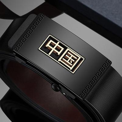 Men's Belt Genuine Leather Automatic Buckle National Trend Style Casual Belt Men's Cowhide Business Young People Versatile