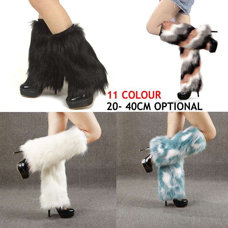 Dammode bootsmanschett fluffig mjuk päls fuskpäls benvärmare kängor 20-40 cm