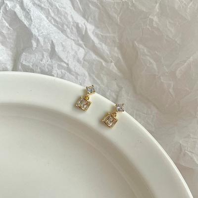 New Unique Earrings Small, Free-removing Earrings, Square Diamond Square Niche Design