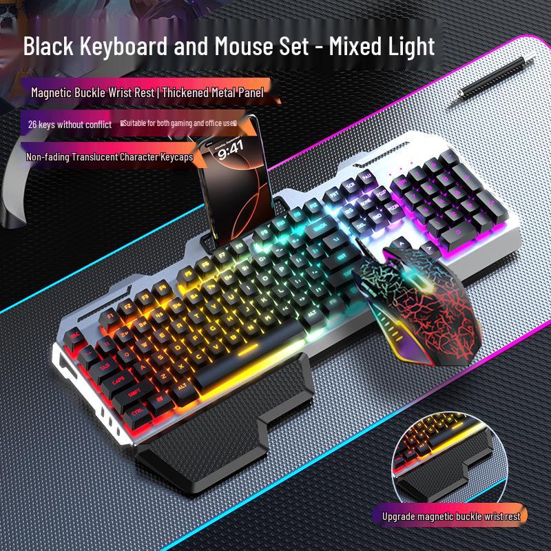 GX810 Wired Gaming Set: Mechanical Feel Keyboard, Mouse & Luminous Headset for Esports and Office.