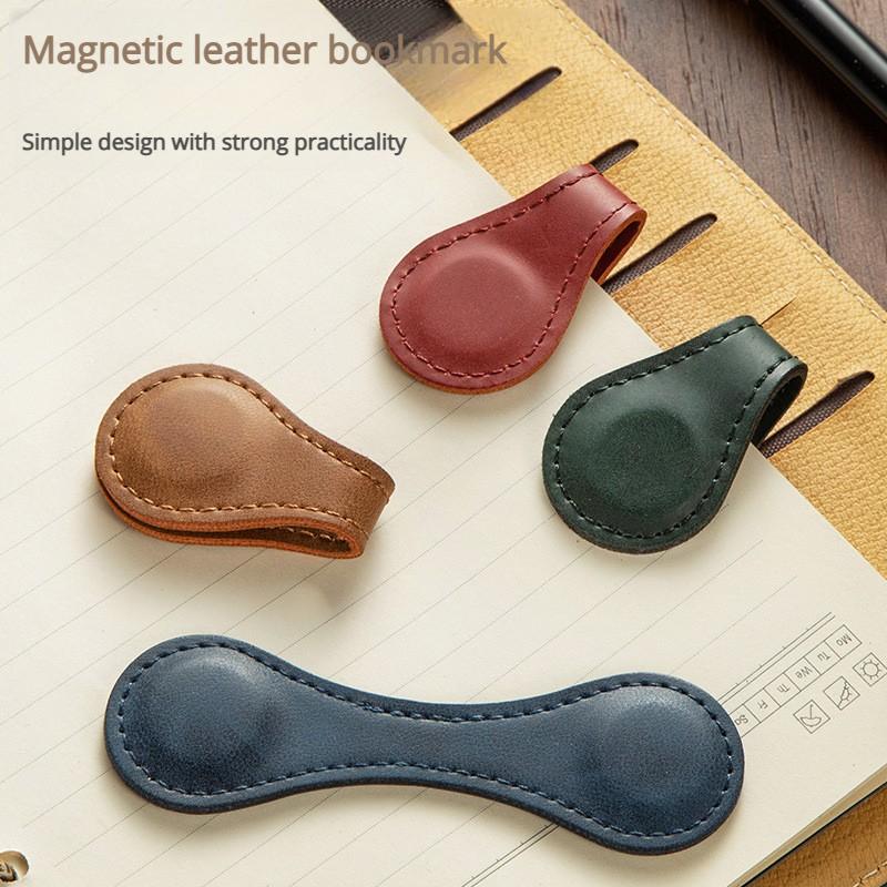 1pcs Magnetic Bookmark Double-Sided Magnetic Reading Bookmark Multifunctional Leather Bookmark Book Accessories