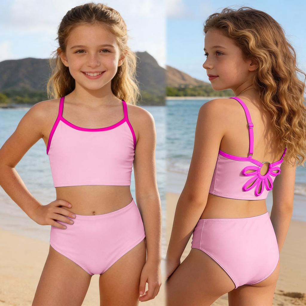 Girls Color Bikini Set Two Piece Swimsuits for Kids Summer Beach Vacation