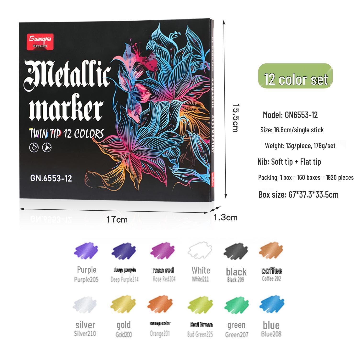 

6553 Double-Ended Metal Markers for DIY, Journals, Greeting Cards, and Art Projects. Set