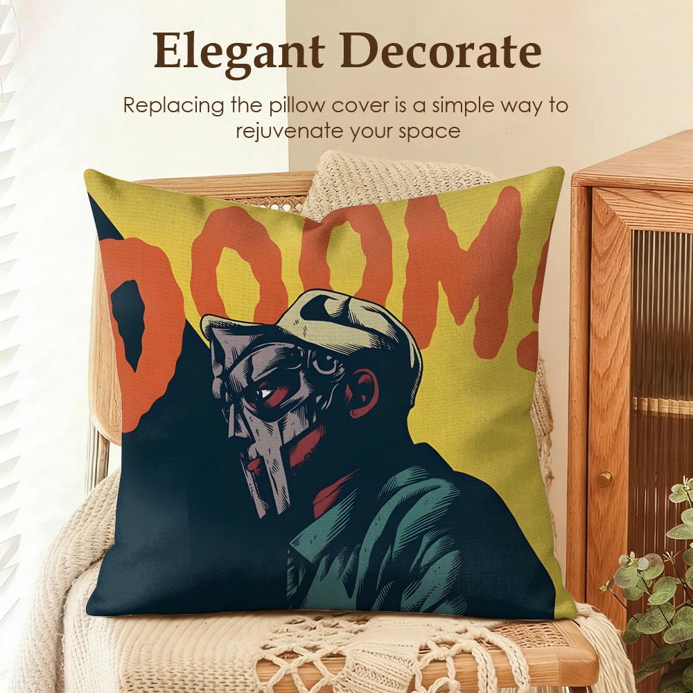 Singer M-Mf D-Doom Cushion Cover Natural Linen Organic Fabric Double-Sided Printing Sofa Home Decor Gift Pillow Case