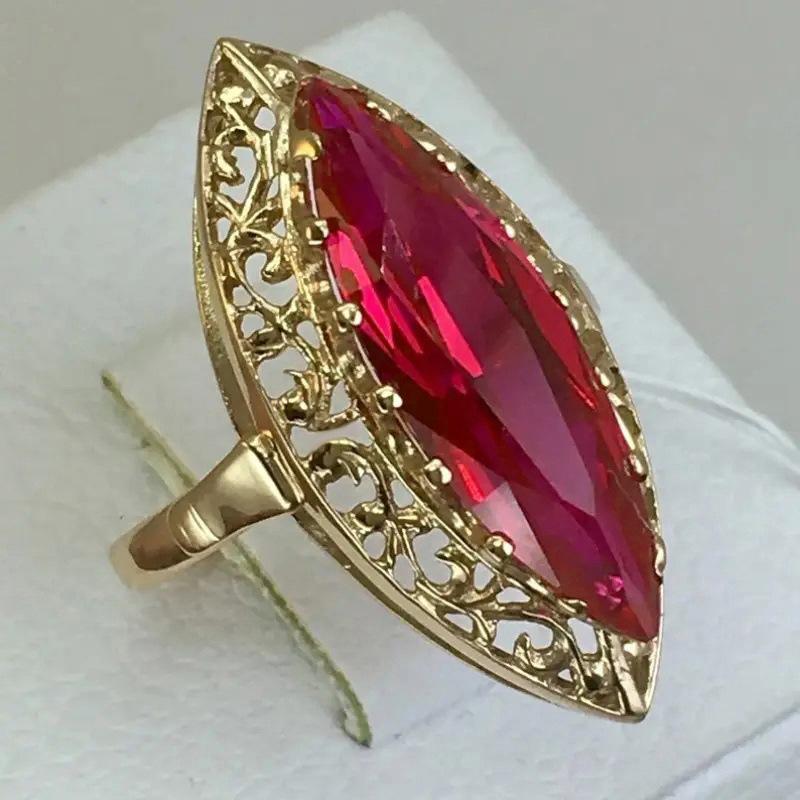 Anelli da Donna Marquise con Zirconia Cubica Rossa Temperamento Elegante Lavorazione Traforata Accessori da Signora Festa di Matrimonio Gioielli alla Moda