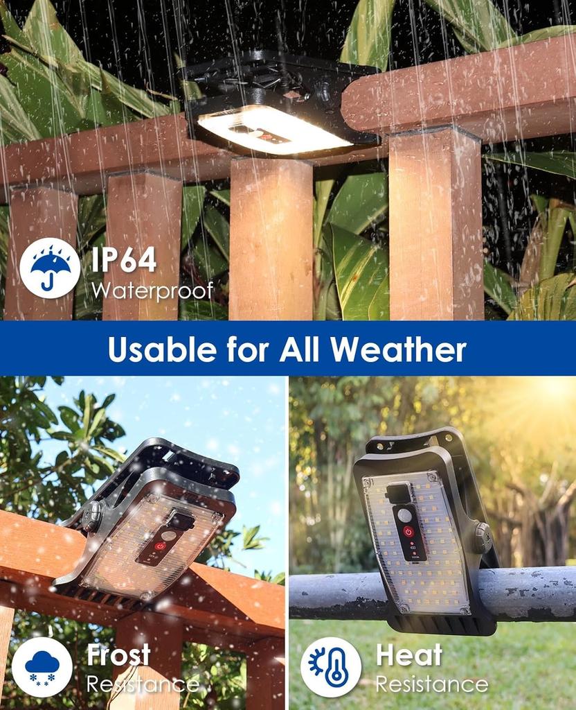 Solar Motion Sensor Lights Outdoor 70LED, 3 Temp, USB & Remote, 4-Pack for Fence, Garage, Gutter