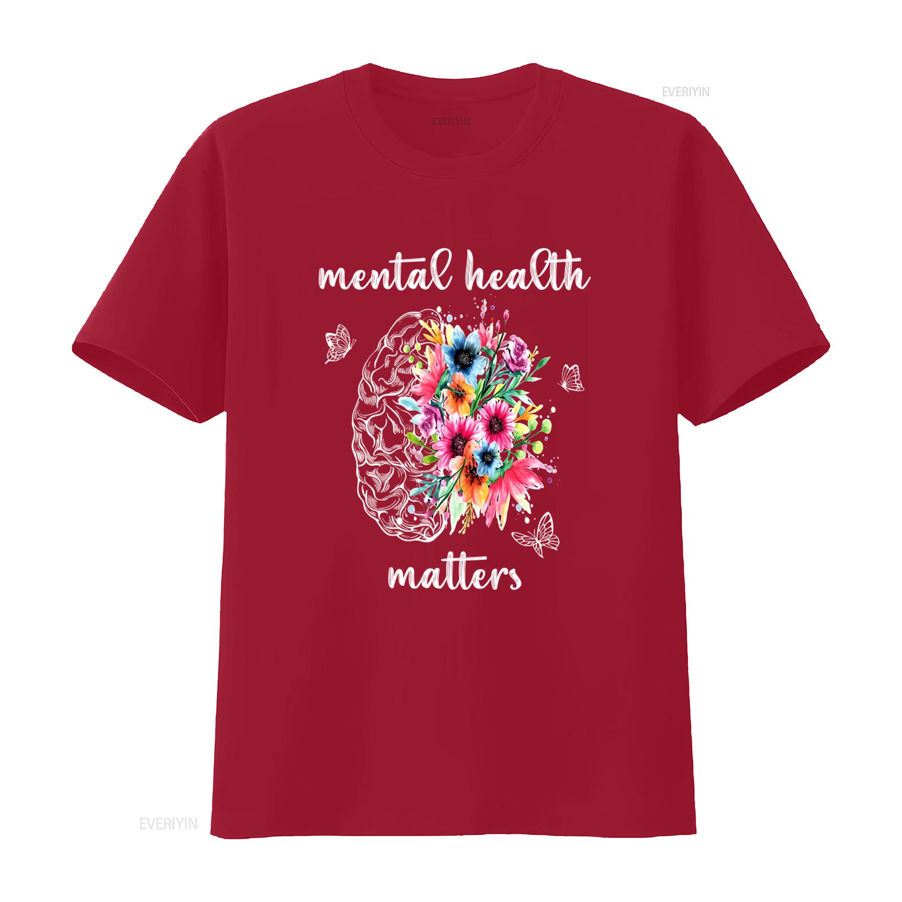 

Футболка Mental Health Matters с цветочным дизайном мозга для любителей растений, терапевтов, awareness тревожности, винтажная, стиранная, растянутая S