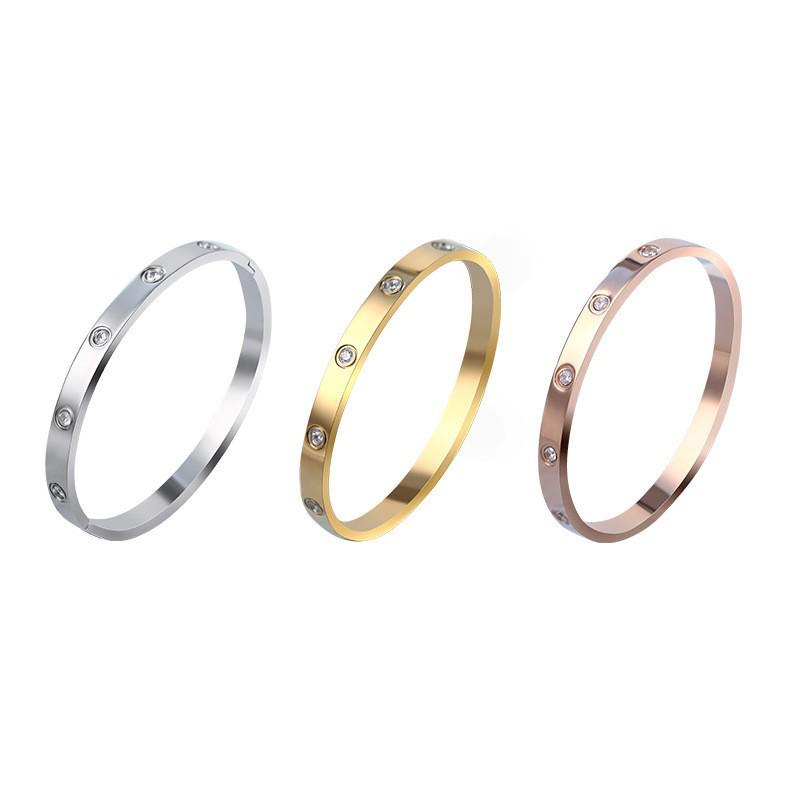 Trendy Ten-Diamond Titanium Steel Bracelet - High-End Starry Sky Design, Versatile Full Diamond Bangle Jewelry for Couples.