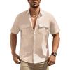 Summer Short Sleeve Shirt Double Pocket Cago Shirt Stylish Trendy Streetwear Casual Lightweight Button Up