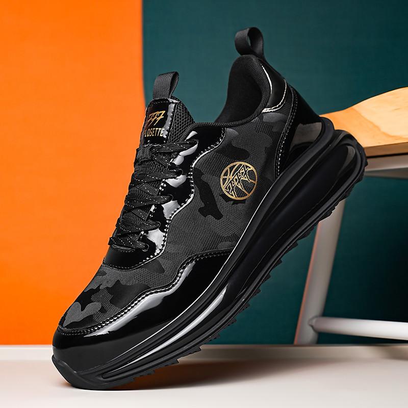 Air Cushion Men Running Shoes Breathable Black Sports Shoes Women Athletic Training Shoes Men Platform Leather Casual Sneakers