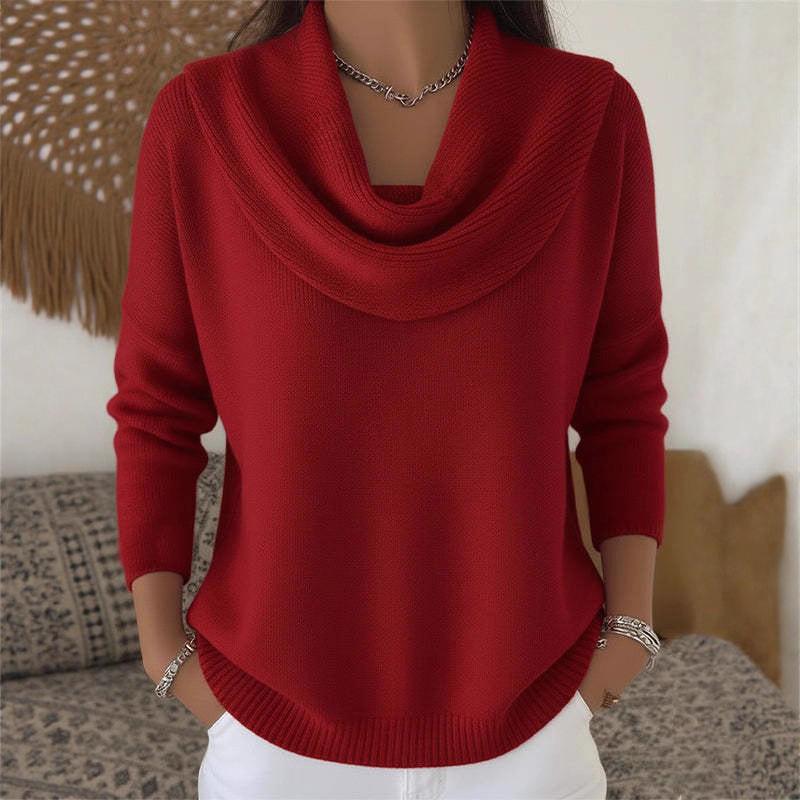 European And American Autumn Winter New Style Women Clothing Solid Color U Neck Sweater Casual Loose Versatile Pullover Top
