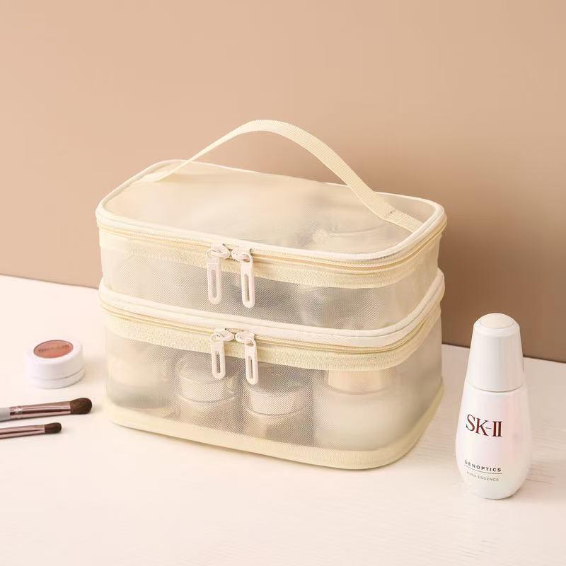Large Mesh Makeup and Toiletry Bag - Portable, Travel-Friendly, Customizable Logo
