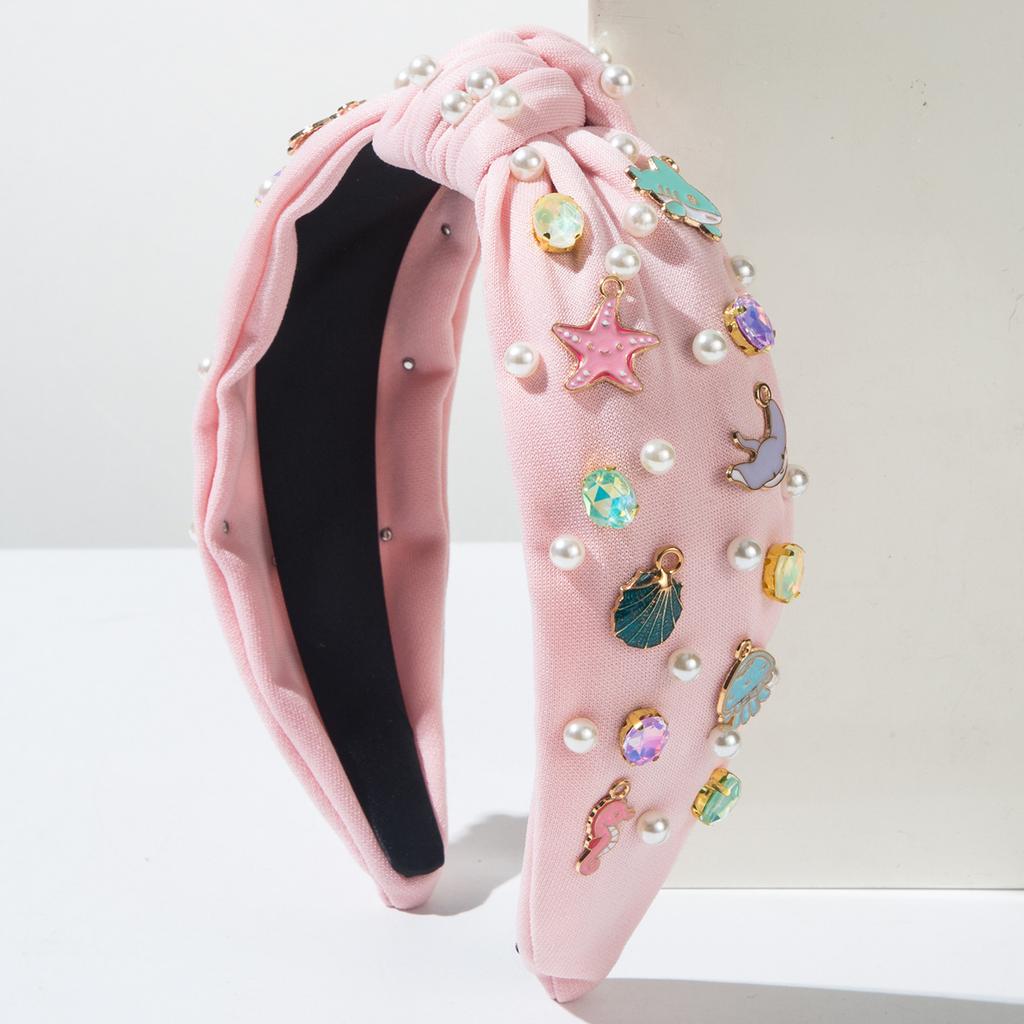 Holiday Style Headbands Alloy Marine Biological Accessories Nail Bead Inlaid Diamond Hair Accessories Women Hairband Hair Band
