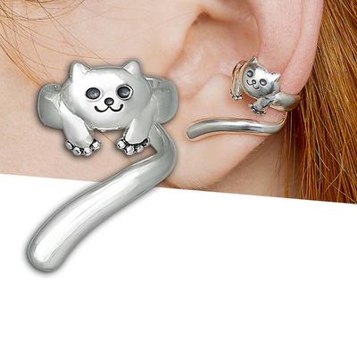 Retro Cute Bear Earclips, Fashion Creative Animal Earrings, Cute Kitten Earrings