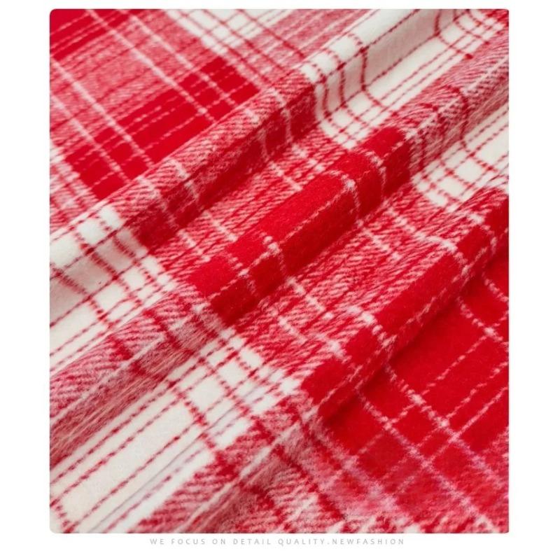 Thickened Brushed Checkered Fabric Fashion Versatile for Handmade Diy Sewing Clothing Skirts Winter Coat Jackets Pants Material