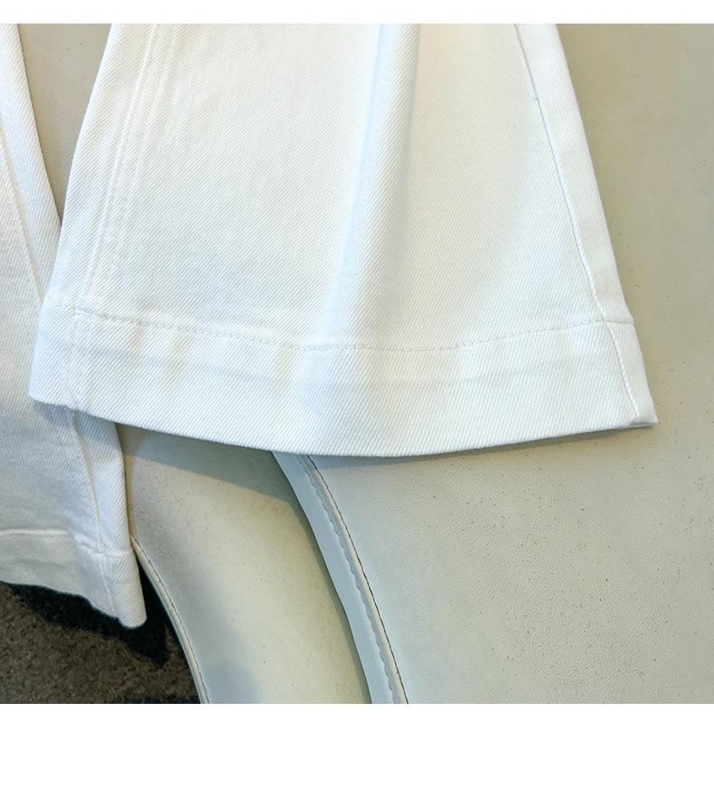 2025 Plus Size Women's Retro Light Denim Wide-Leg Pants: Slimming, Floor-Length Spring/Autumn