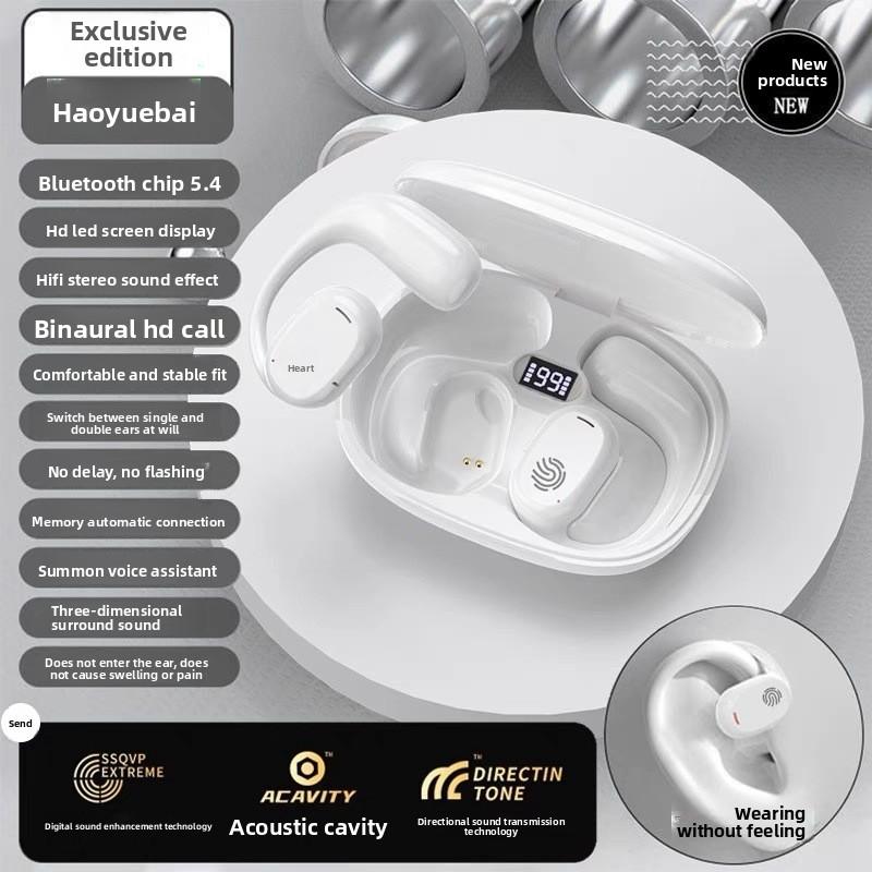 2024 New Bone Conduction Ear-hook Wireless Bluetooth Earphones for Sports Running Universal High-end Noise Cancelling Long Battery Life