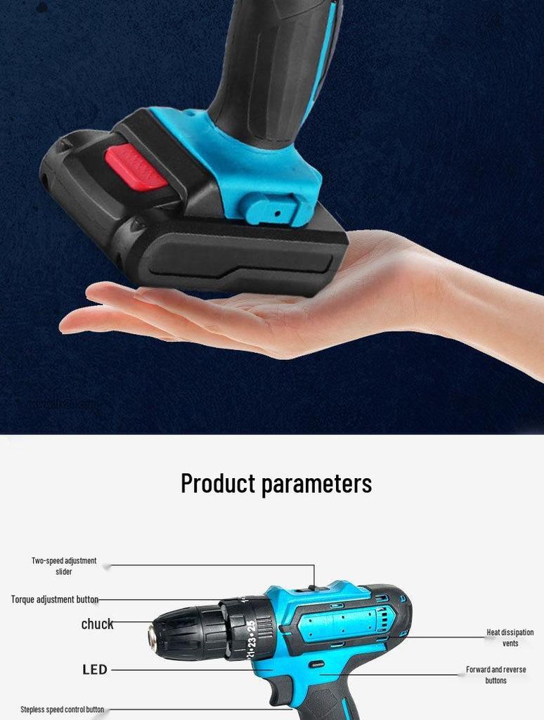 Rechargeable Multifunctional Electric Handheld Impact Drill & Screwdriver with Toolbox