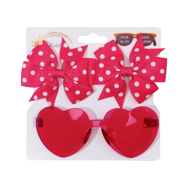 1Set Headwear Glasses Solid Soft Bowknot Head Bands Lace Barrette Retro headbands Sunglasses Band Sets