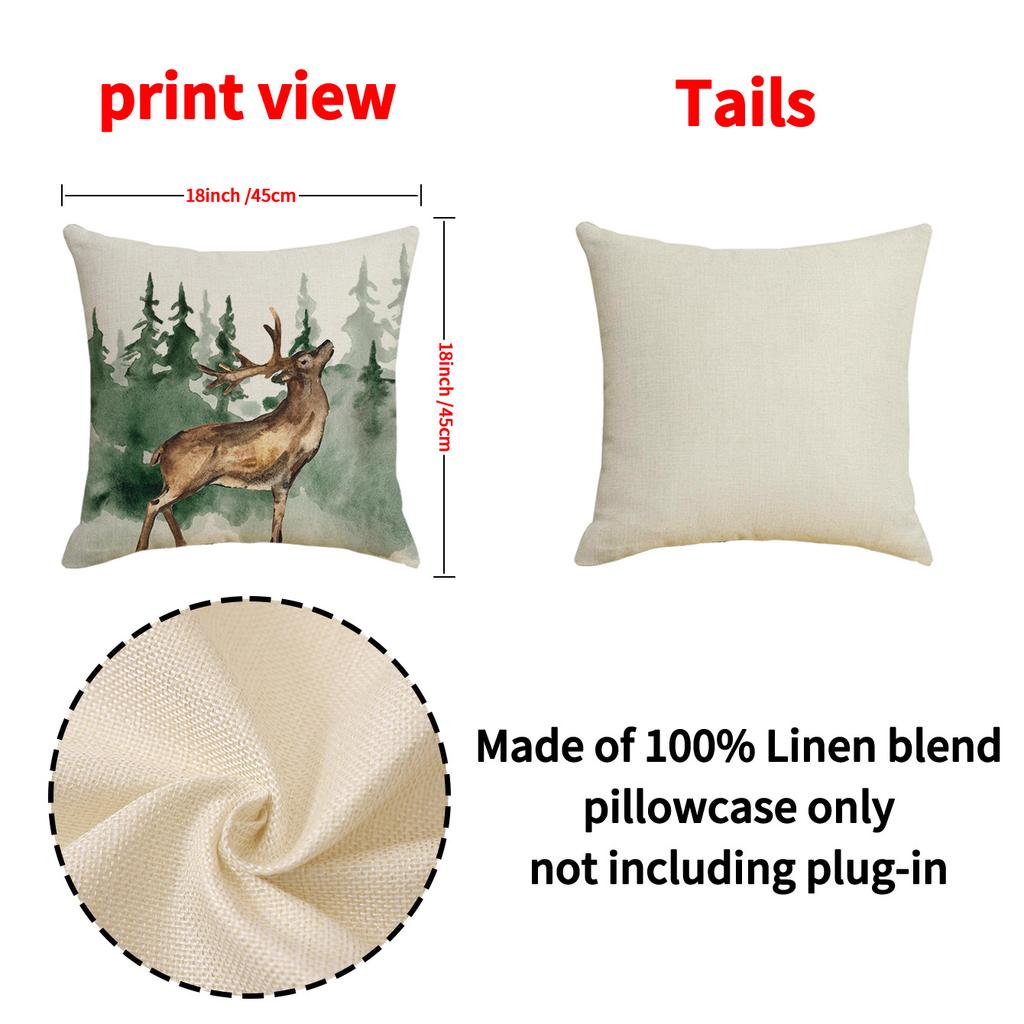 New Christmas Throw Pillow Case Linen Print Christmas Tree Decoration Cushion Living Room Versatile Sofa Cushion