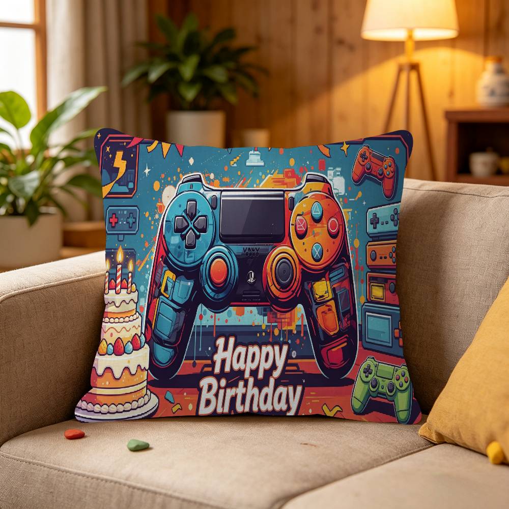 Gamepad Game On Level Up Gaming Theme Cushion Cover Decorative Pillow Sofa Home Decor Case Pillow Cases