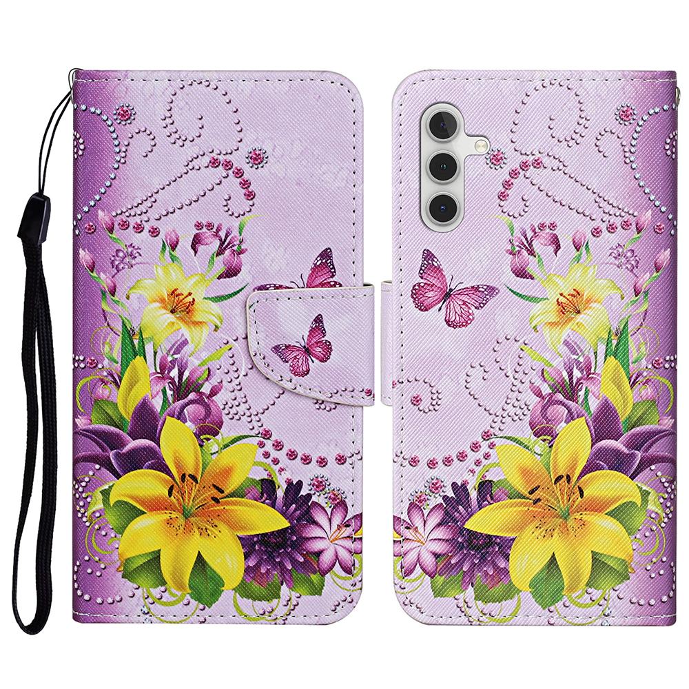 Phone Case For Samsung Galaxy S26 / S26 Pro Pattern Printing Protective Leather Folio Phone Cover with Wrist Strap