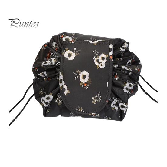 

Сумка для хранения с завязками на шнурке, с принтом цветов фламинго, большой емкости, косметичка, застегивающаяся на ленту, герметичная сумка для хранения для путешествий и бизнеса чёрный