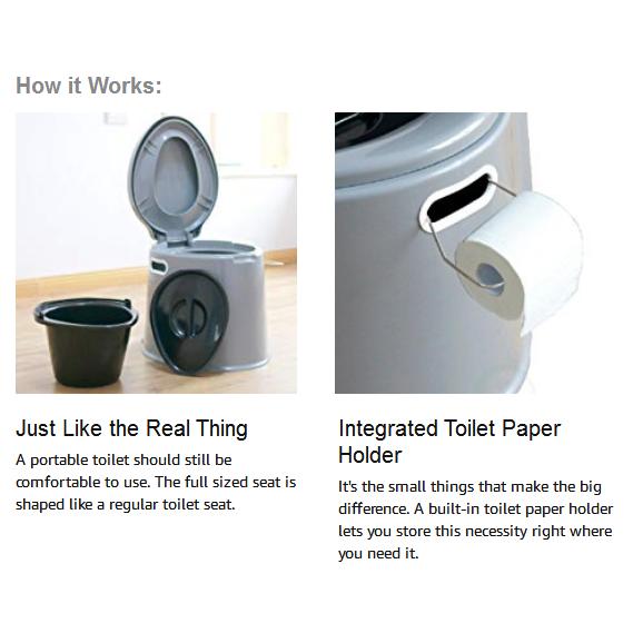 Portable Toilet Potty Commode Flush for the Elderly Travel Camping Hiking Outdoor Assists Disabled Elderly or Handicapped