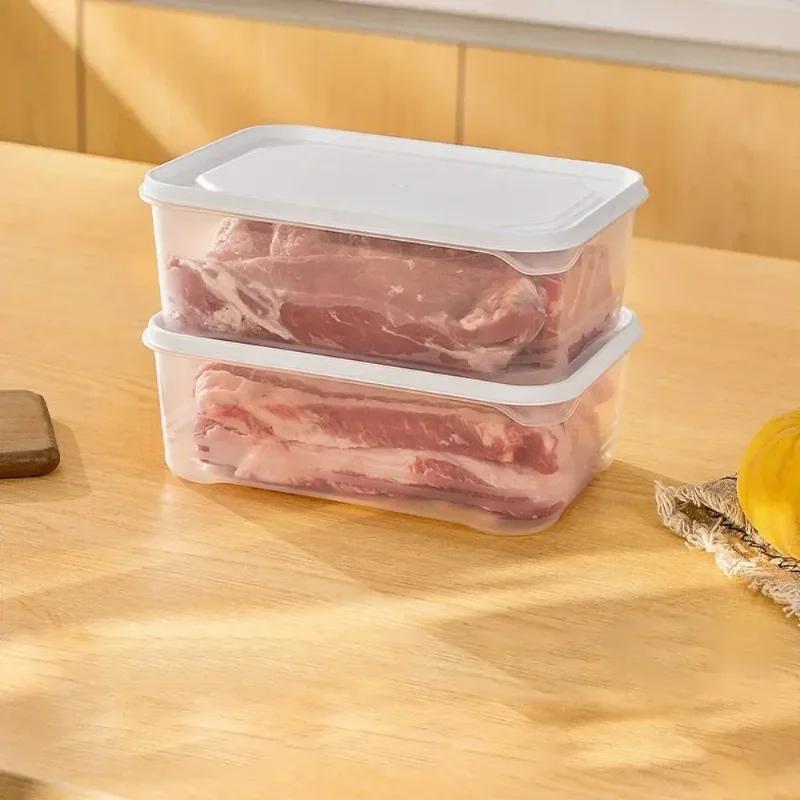 3Pcs 2000ml Refrigerator Storage Box Microwaveable Rectangular Fresh-Keeping Box Sealed Reusable Crisper Box Picnic