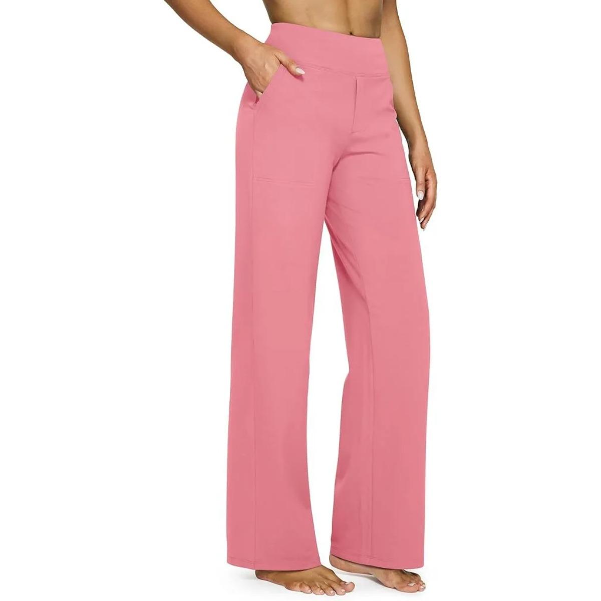 VIONA Loose Fit High Waist Yoga Pants Knit Lounge with Pockets for Women S розовый