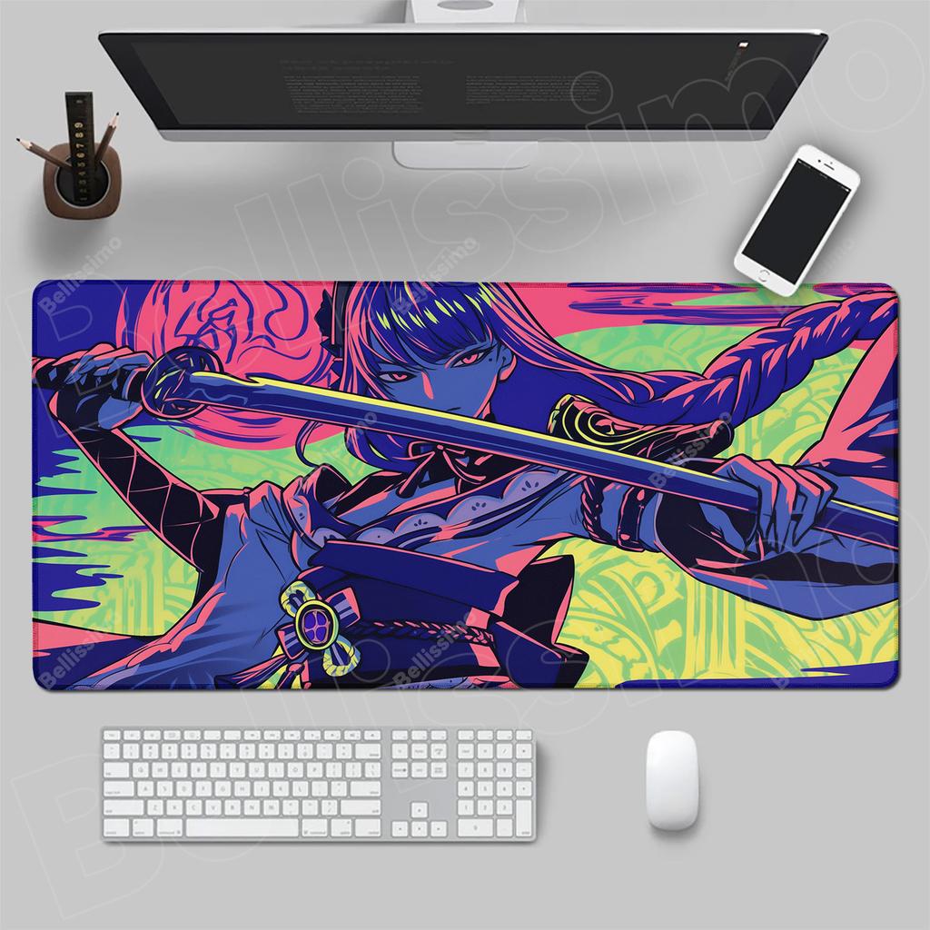 Purple Anime Gaming Accessories Mouse Pad PC Genshin Impact Raiden Shogun Desk Mat Laptop Kawaii Girl Keyboard Mousepad Carpet