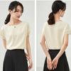Temperamentní šifonová košile pro ženy letní tenký top s krátkým rukávem šitý rukáv pulovrová halenka jednobarevná volná ležérní univerzální halenky top