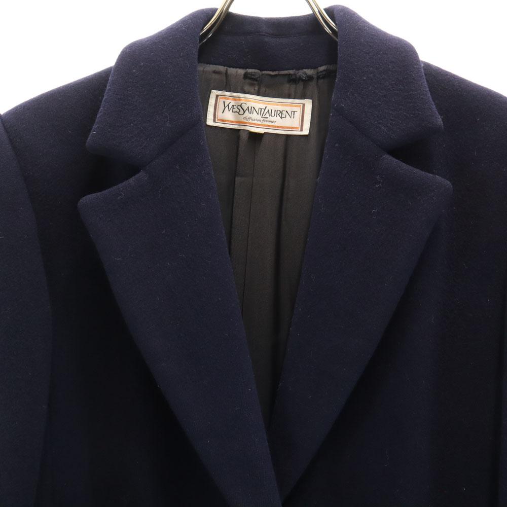 YVES SAINT LAURENT 90s Old Melton Chester coat M Navy Women Used
