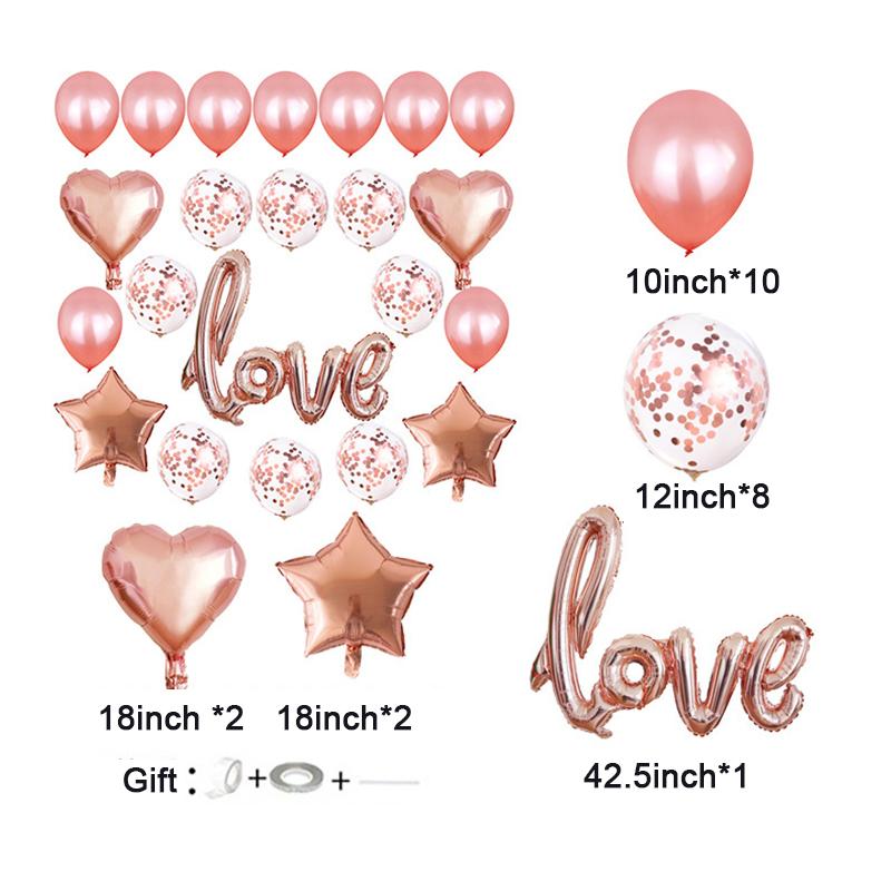 1Set Romantic Wedding I Love You Heart Aluminum Foil Balloons Heart Ballons Valentine Day Birthday Party Decorations