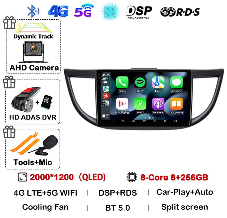 Android 14 Carplay For Honda CRV CR-V 2011 2015 2016 2017 2018 Car Radio Multimedia Video Player Navigation GPS Head Unit Stereo