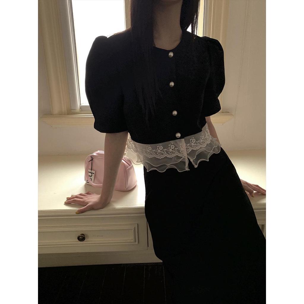 Interpret Beauty 2023 Summer Korean Black A-line High Waist Skirt for Women