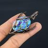 Abalone Shell 999 Copper Wire Wrapped Pendant, Handmade Gemstone Bull Face Pendant Jewelry, Gifts For Wife Brand New Pendant