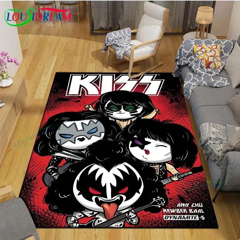 Berühmte Musik Heavy Metal Band KK-Kiss Bedruckte Teppiche Wohnzimmer Anti-Rutsch-Bereichsteppich Kinderzimmer Matten Yogamatte Großer Teppich