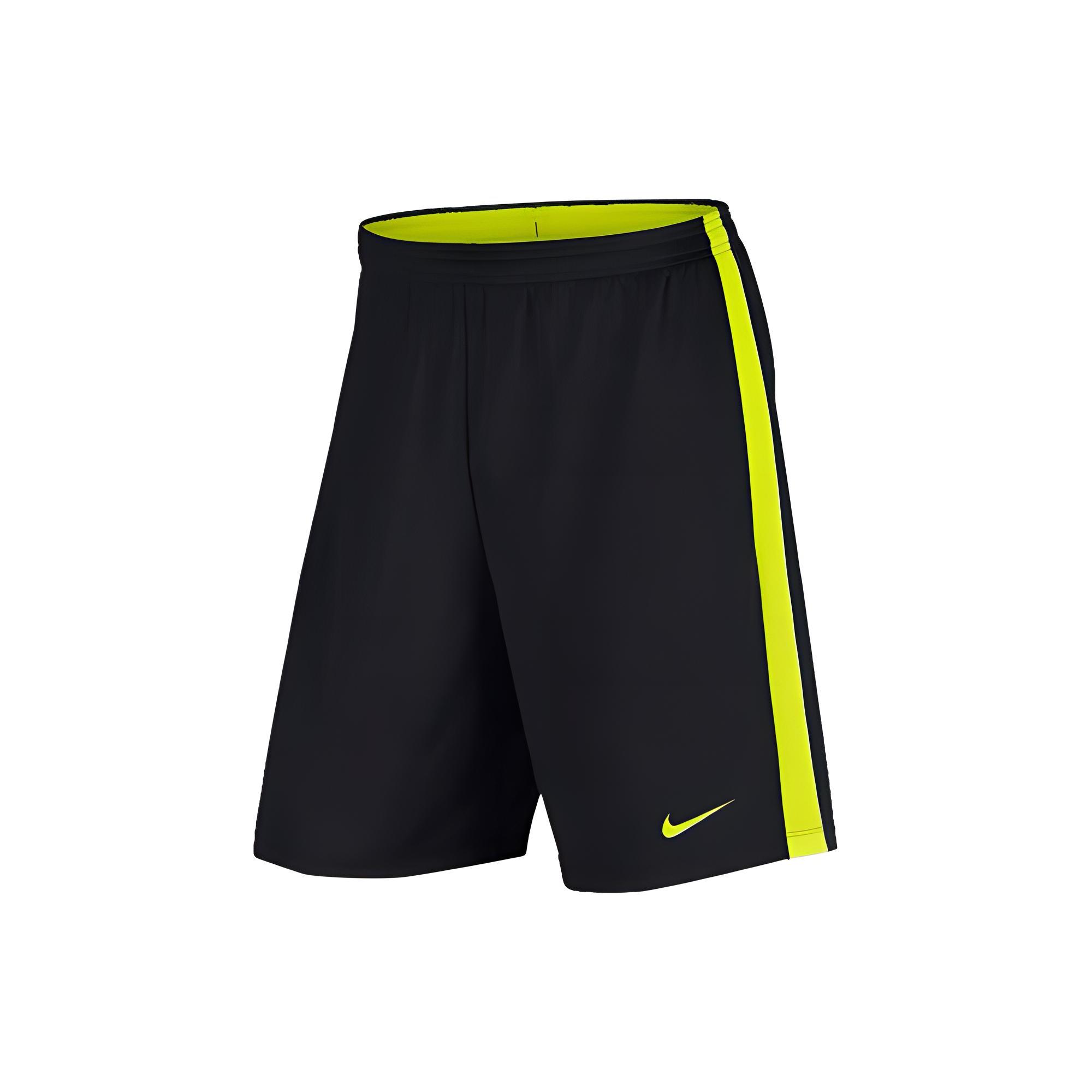 

New Nike Sports Shorts Men s Black Neon Yellow 832900-018 L