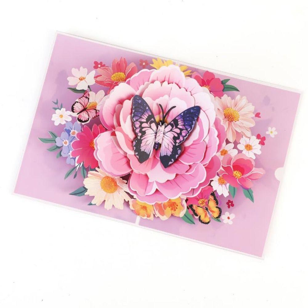 New 3D Happy Birthday Card Four-Layer Birthday Cake Pop Up Greeting Card Foldable Best Wishes Gift Card Gift