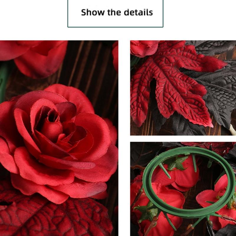 Fall Maple Leaf Candle Wreaths Pack of 5 Tealight Candle Holders Rings for Halloween Parties Table Centerpieces Decors