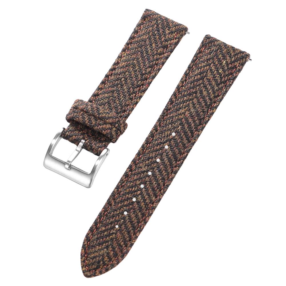 

18mm 20mm 22mm Vintage Genuine Leather Tweed Nylon Strap Quick Release Weave Bracelet for Omega for Seiko Smartwatch Watch Band 18mm коричневий
