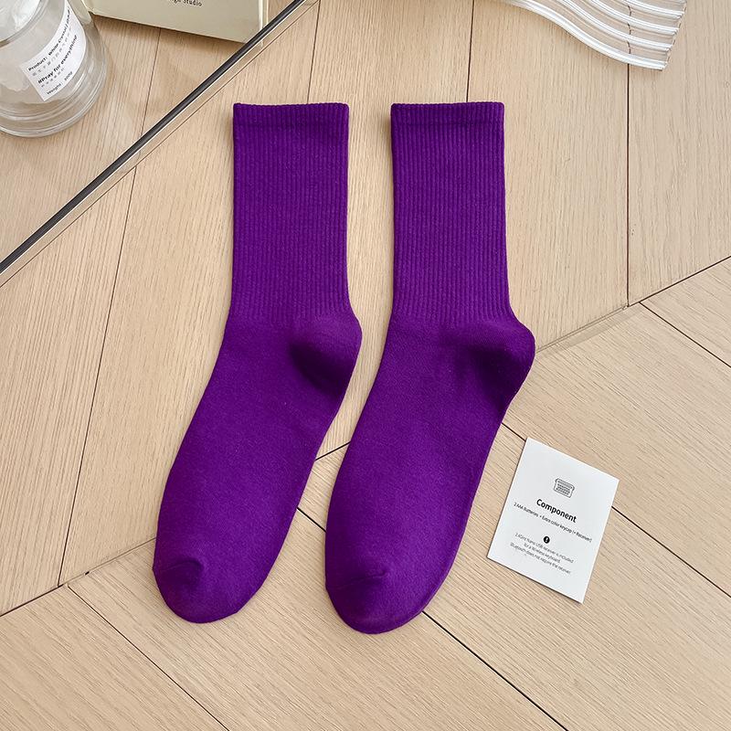 Bunte Damen Baumwoll Kniehohe Tanzsocken: Macaron Bonbonfarbe, Wadenlang, Japanischer Stil
