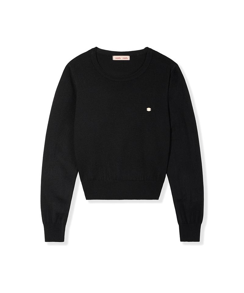 Nodeuyuumeon Basic Crew Neck Round Knit [Black]