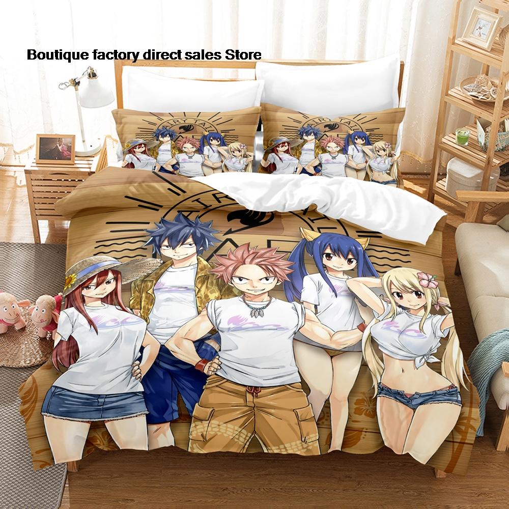 3D Printed Fairy Tail Anime Bedding Set Duvet Cover Pillowcase For Fans Bedroom Decor Twin Full Queen King Size Bed Linen