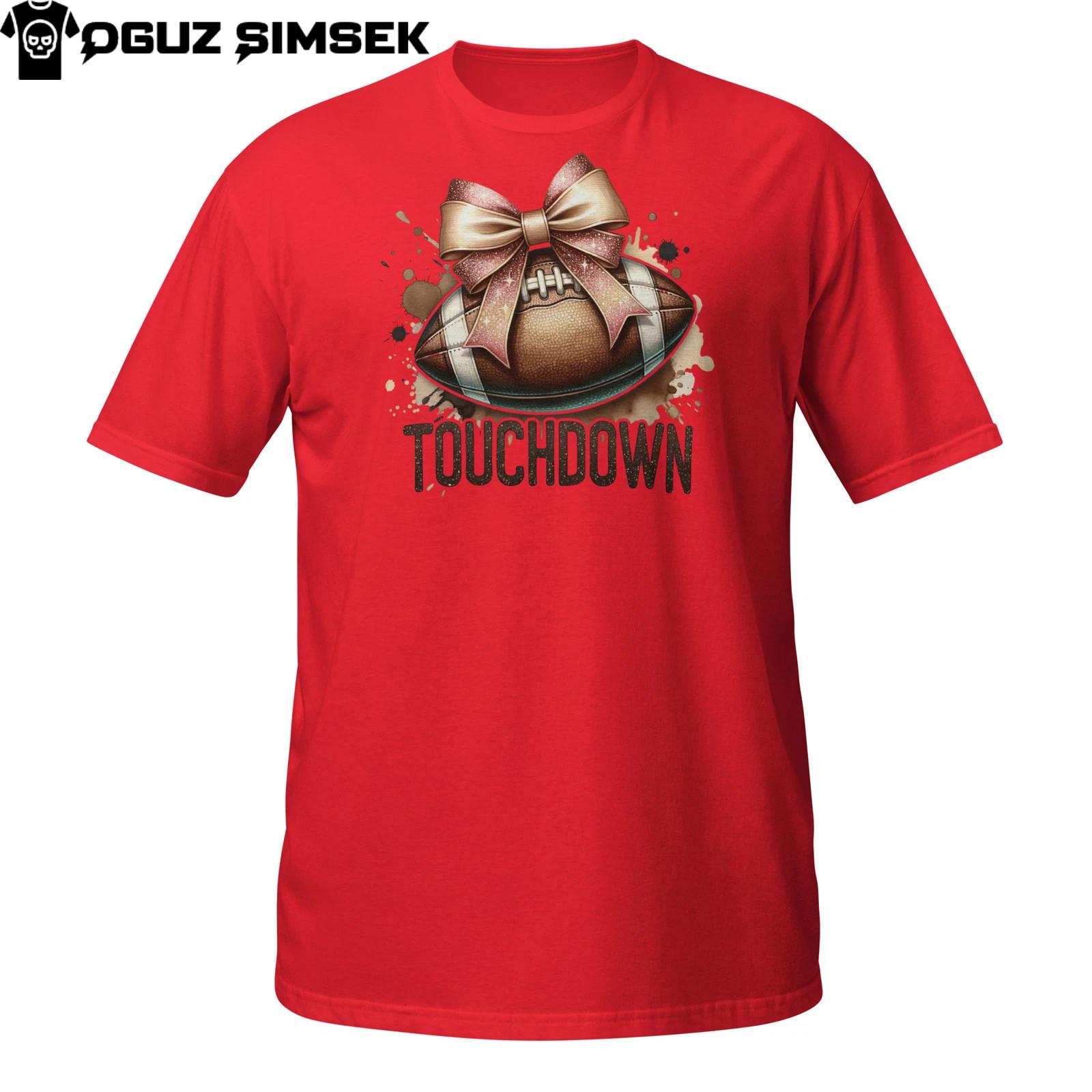 Touchdown Football T-Shirt Mens Womens Tees Top | Cute Bow Game Day Tee | Girls Sport Gift 2XL