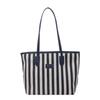 Large Capacity Shoulder Bag Zipper Shopping Handbag Simple Stripe Canvas Tote Bag  Girls