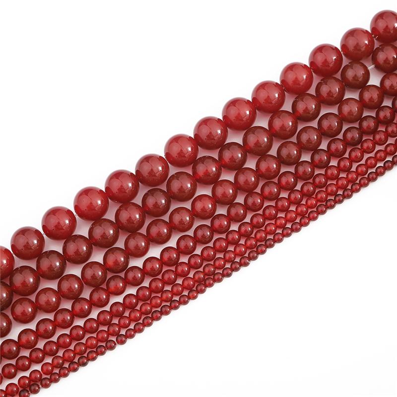 4-14mm/28-90Pcs Red Agate Stone Beads For Jewelry Making DIY Bracelet Necklace