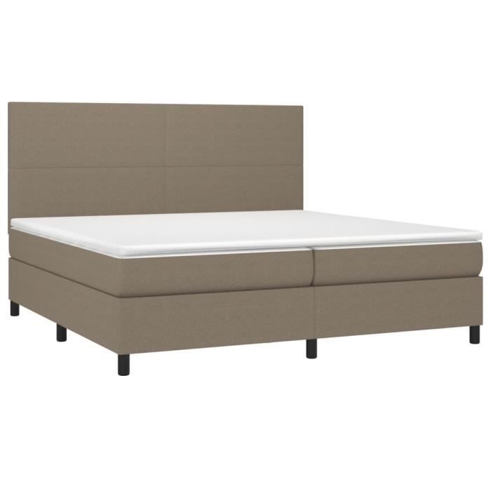 3141645 vidaXL Lit à sommier tapissier avec matelas Taupe 200x200 cm Tissu