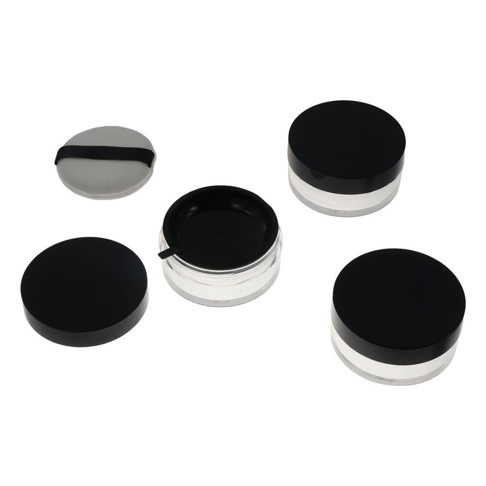 

Sifter With Puff Plastic Cosmetic Container Empty Powder Case Travel Makeup Jar Loose Powder Pot чёрный